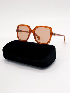 NEW GUCCI SUNGLASSES GG1070S 002 HAVANA OVERSIZED WOMEN GUCCI EYEWEAR